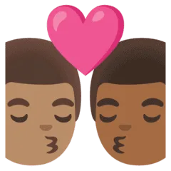 👨🏽‍❤️‍💋‍👨🏾 Berciuman Pria dengan Pria Warna Kulit Sedang dengan Warna Kulit Gelap Sedang Google
