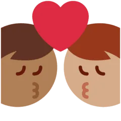 👨🏽‍❤️‍💋‍👨🏾 Berciuman Pria dengan Pria Warna Kulit Sedang dengan Warna Kulit Gelap Sedang Twitter