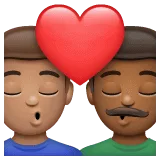 👨🏽‍❤️‍💋‍👨🏾 Berciuman Pria dengan Pria Warna Kulit Sedang dengan Warna Kulit Gelap Sedang WhatsApp