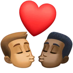👨🏽‍❤️‍💋‍👨🏿 Berciuman Pria dengan Pria Warna Kulit Sedang dengan Warna Kulit Gelap Facebook
