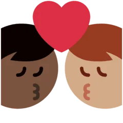 👨🏽‍❤️‍💋‍👨🏿 Berciuman Pria dengan Pria Warna Kulit Sedang dengan Warna Kulit Gelap Twitter