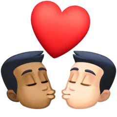 👨🏾‍❤️‍💋‍👨🏻 Berciuman Pria dengan Pria Warna Kulit Gelap Sedang dengan Warna Kulit Cerah Facebook