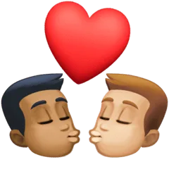 👨🏾‍❤️‍💋‍👨🏼 Berciuman Pria dengan Pria Warna Kulit Gelap Sedang dengan Warna Kulit Cerah Sedang Facebook