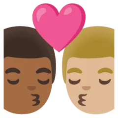 👨🏾‍❤️‍💋‍👨🏼 Berciuman Pria dengan Pria Warna Kulit Gelap Sedang dengan Warna Kulit Cerah Sedang Google