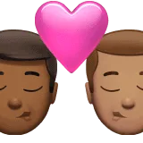 👨🏾‍❤️‍💋‍👨🏽 Berciuman Pria dengan Pria Warna Kulit Gelap Sedang dengan Warna Kulit Sedang Apple