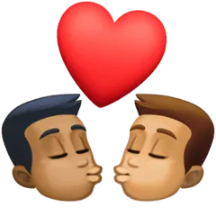 👨🏾‍❤️‍💋‍👨🏽 Berciuman Pria dengan Pria Warna Kulit Gelap Sedang dengan Warna Kulit Sedang Facebook