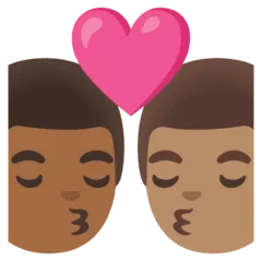👨🏾‍❤️‍💋‍👨🏽 Berciuman Pria dengan Pria Warna Kulit Gelap Sedang dengan Warna Kulit Sedang Google