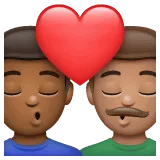 👨🏾‍❤️‍💋‍👨🏽 Berciuman Pria dengan Pria Warna Kulit Gelap Sedang dengan Warna Kulit Sedang WhatsApp