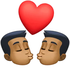 👨🏾‍❤️‍💋‍👨🏾 Berciuman Pria dengan Pria Warna Kulit Gelap Sedang Facebook
