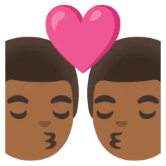 👨🏾‍❤️‍💋‍👨🏾 Berciuman Pria dengan Pria Warna Kulit Gelap Sedang Google