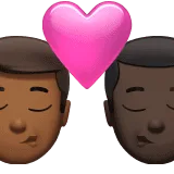 👨🏾‍❤️‍💋‍👨🏿 Berciuman Pria dengan Pria Warna Kulit Gelap Sedang dengan Warna Kulit Gelap Apple