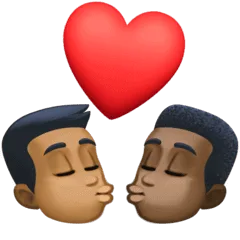 👨🏾‍❤️‍💋‍👨🏿 Berciuman Pria dengan Pria Warna Kulit Gelap Sedang dengan Warna Kulit Gelap Facebook