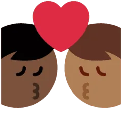👨🏾‍❤️‍💋‍👨🏿 Berciuman Pria dengan Pria Warna Kulit Gelap Sedang dengan Warna Kulit Gelap Twitter