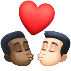 👨🏿‍❤️‍💋‍👨🏻 Berciuman Pria dengan Pria Warna Kulit Gelap dengan Warna Kulit Cerah Facebook