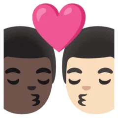 👨🏿‍❤️‍💋‍👨🏻 Berciuman Pria dengan Pria Warna Kulit Gelap dengan Warna Kulit Cerah Google