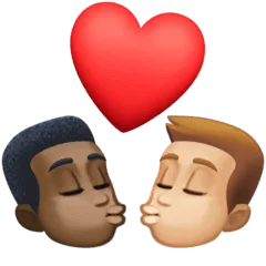 👨🏿‍❤️‍💋‍👨🏼 Berciuman Pria dengan Pria Warna Kulit Gelap dengan Warna Kulit Cerah Sedang Facebook
