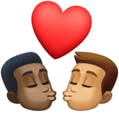 👨🏿‍❤️‍💋‍👨🏽 Berciuman Pria dengan Pria Warna Kulit Gelap dengan Warna Kulit Sedang Facebook
