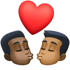👨🏿‍❤️‍💋‍👨🏾 Berciuman Pria dengan Pria Warna Kulit Gelap dengan Warna Kulit Gelap Sedang Facebook