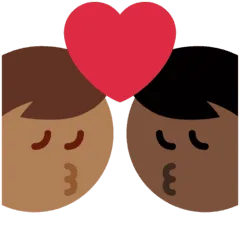 👨🏿‍❤️‍💋‍👨🏾 Berciuman Pria dengan Pria Warna Kulit Gelap dengan Warna Kulit Gelap Sedang Twitter