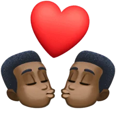 👨🏿‍❤️‍💋‍👨🏿 Berciuman Pria dengan Pria Warna Kulit Gelap Facebook