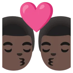 👨🏿‍❤️‍💋‍👨🏿 Berciuman Pria dengan Pria Warna Kulit Gelap Google
