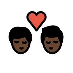 👨🏿‍❤️‍💋‍👨🏿 Berciuman Pria dengan Pria Warna Kulit Gelap OpenMoji