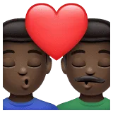 👨🏿‍❤️‍💋‍👨🏿 Berciuman Pria dengan Pria Warna Kulit Gelap WhatsApp