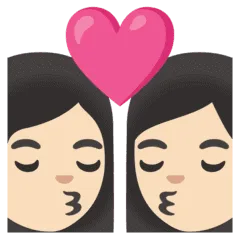 👩🏻‍❤️‍💋‍👩🏻 Berciuman Wanita dengan Wanita Warna Kulit Cerah Google
