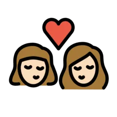 👩🏻‍❤️‍💋‍👩🏻 Berciuman Wanita dengan Wanita Warna Kulit Cerah OpenMoji