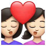 👩🏻‍❤️‍💋‍👩🏻 Berciuman Wanita dengan Wanita Warna Kulit Cerah WhatsApp