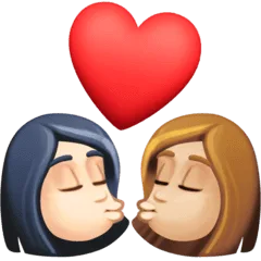 👩🏻‍❤️‍💋‍👩🏼 Berciuman Wanita dengan Wanita Warna Kulit Cerah dengan Warna Kulit Cerah Sedang Facebook