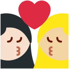 👩🏻‍❤️‍💋‍👩🏼 Berciuman Wanita dengan Wanita Warna Kulit Cerah dengan Warna Kulit Cerah Sedang Twitter