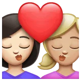 👩🏻‍❤️‍💋‍👩🏼 Berciuman Wanita dengan Wanita Warna Kulit Cerah dengan Warna Kulit Cerah Sedang WhatsApp