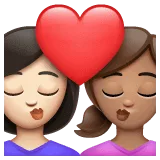 👩🏻‍❤️‍💋‍👩🏽 Berciuman Wanita dengan Wanita Warna Kulit Cerah dengan Warna Kulit Sedang WhatsApp