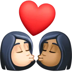 👩🏻‍❤️‍💋‍👩🏾 Berciuman Wanita dengan Wanita Warna Kulit Cerah dengan Warna Kulit Gelap Sedang Facebook