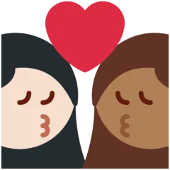 👩🏻‍❤️‍💋‍👩🏾 Berciuman Wanita dengan Wanita Warna Kulit Cerah dengan Warna Kulit Gelap Sedang Twitter