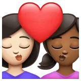 👩🏻‍❤️‍💋‍👩🏾 Berciuman Wanita dengan Wanita Warna Kulit Cerah dengan Warna Kulit Gelap Sedang WhatsApp