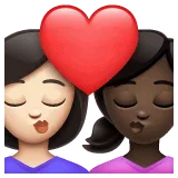 👩🏻‍❤️‍💋‍👩🏿 Berciuman Wanita dengan Wanita Warna Kulit Cerah dengan Warna Kulit Gelap WhatsApp