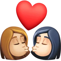 👩🏼‍❤️‍💋‍👩🏻 Berciuman Wanita dengan Wanita Warna Kulit Cerah Sedang dengan Warna Kulit Cerah Facebook