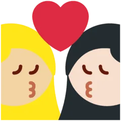 👩🏼‍❤️‍💋‍👩🏻 Berciuman Wanita dengan Wanita Warna Kulit Cerah Sedang dengan Warna Kulit Cerah Twitter