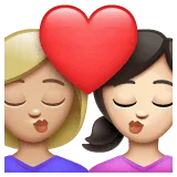 👩🏼‍❤️‍💋‍👩🏻 Berciuman Wanita dengan Wanita Warna Kulit Cerah Sedang dengan Warna Kulit Cerah WhatsApp