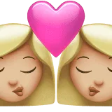 👩🏼‍❤️‍💋‍👩🏼 Berciuman Wanita dengan Wanita Warna Kulit Cerah Sedang Apple