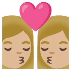 👩🏼‍❤️‍💋‍👩🏼 Berciuman Wanita dengan Wanita Warna Kulit Cerah Sedang Google