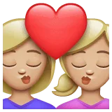 👩🏼‍❤️‍💋‍👩🏼 Berciuman Wanita dengan Wanita Warna Kulit Cerah Sedang WhatsApp