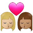 👩🏼‍❤️‍💋‍👩🏽 Berciuman Wanita dengan Wanita Warna Kulit Cerah Sedang dengan Warna Kulit Sedang Samsung