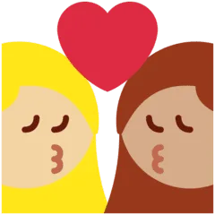 👩🏼‍❤️‍💋‍👩🏽 Berciuman Wanita dengan Wanita Warna Kulit Cerah Sedang dengan Warna Kulit Sedang Twitter