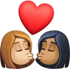 👩🏼‍❤️‍💋‍👩🏾 Berciuman Wanita dengan Wanita Warna Kulit Cerah Sedang dengan Warna Kulit Gelap Sedang Facebook