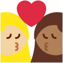 👩🏼‍❤️‍💋‍👩🏾 Berciuman Wanita dengan Wanita Warna Kulit Cerah Sedang dengan Warna Kulit Gelap Sedang Twitter