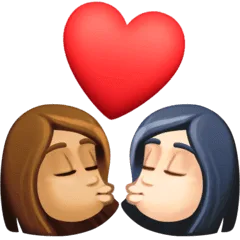 👩🏽‍❤️‍💋‍👩🏻 Berciuman Wanita dengan Wanita Warna Kulit Sedang dengan Warna Kulit Cerah Facebook