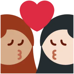 👩🏽‍❤️‍💋‍👩🏻 Berciuman Wanita dengan Wanita Warna Kulit Sedang dengan Warna Kulit Cerah Twitter
